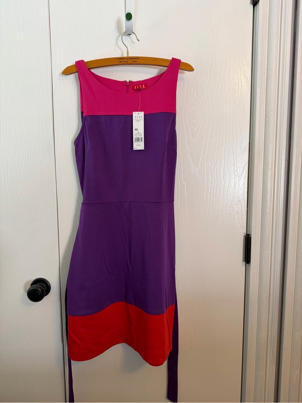 Elle Colorblocked Midi Dress in Purple, Pink and Red